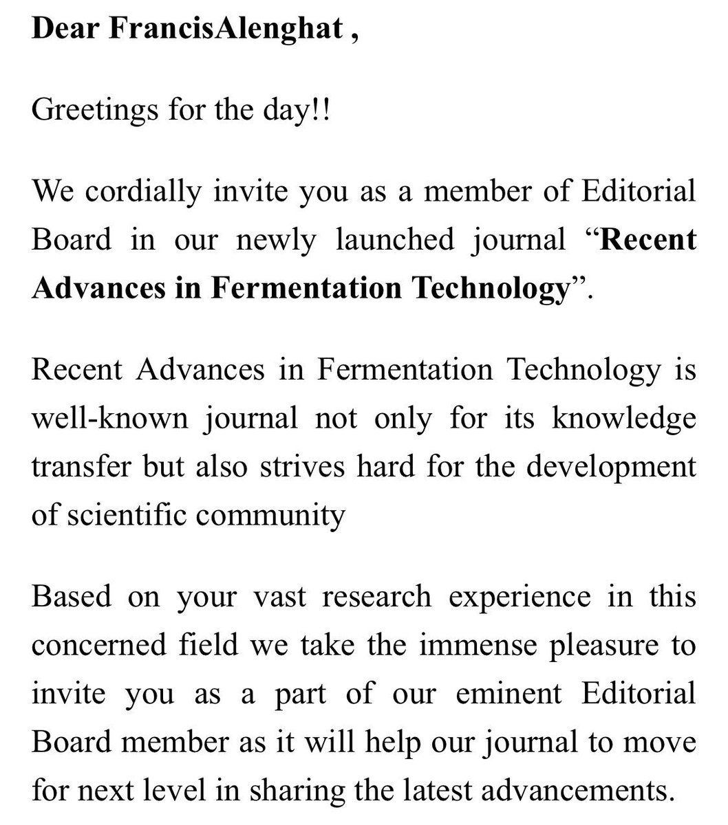 alenghat's tweet photo. Finally! This well-known newly launched journal has recognized my vast experience fermenting.  #GreetingsForTheDay https://t.co/DCTjeMSjj1
