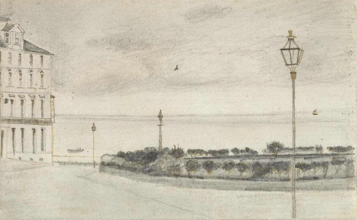 When Van Gogh was 23 years old, he travelled by boat from Rotterdam to Harwich in England, where he became an assistant teacher. While on board, he reflected on losing his former job and the difficult parting with his father. View of Royal Road, Ramsgate (1876) #VanGoghTravels
