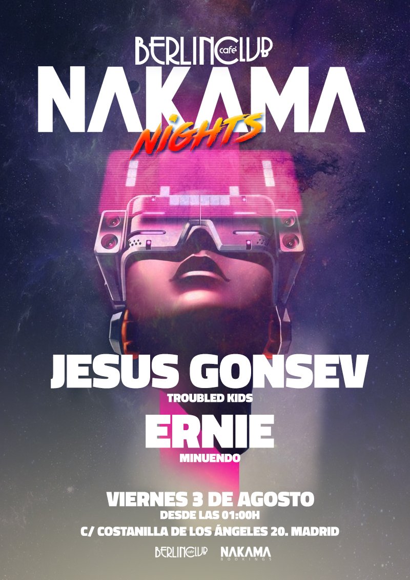 En unas horas arranca #NakamaNights con <a href="/Ernie_Minuendo/">Ernie - Minuendo</a> y <a href="/JesusGonsev/">Jesus Gonsev</a> que promote ser una sesión exquisita y ecléctica de House en todas sus facetas, Disco, Hip-hop, Techno,  Funk... como para no perdérselo.

VIE03: ow.ly/oVea50i8VT4

#bClub #berlinClub #Housemusic #TGIF
