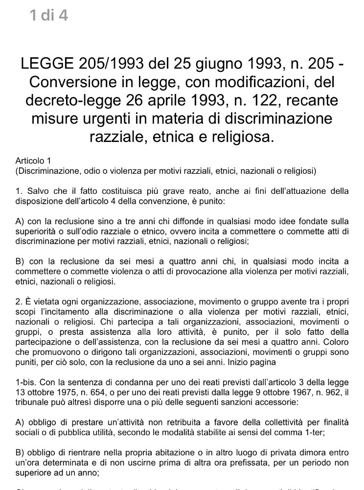 Niccolo Zancan Auf Twitter La Legge Che Vogliono Cancellare E Il Perche E Vietata Ogni Organizzazione Associazione Movimento O Gruppo Avente Tra I Propri Scopi L Incitamento Alla Discriminazione O Alla Violenza Per