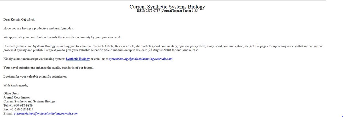 KGoepfrich's tweet image. This time at least no #GreetingsOfTheDay - but still #AcademicSpam: