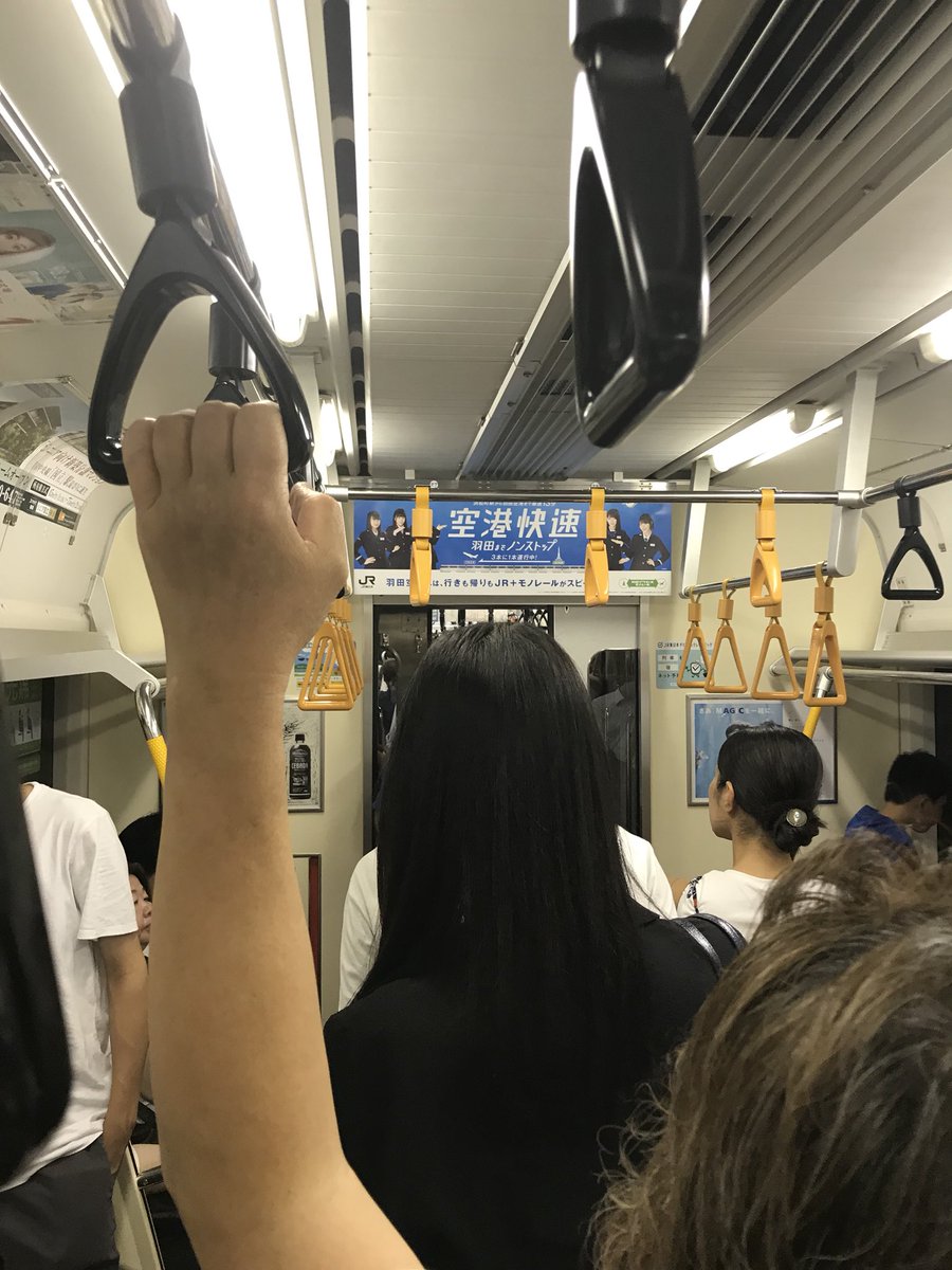 青梅線の羽村駅で人身事故が起き電車が緊急停止した車内の画像