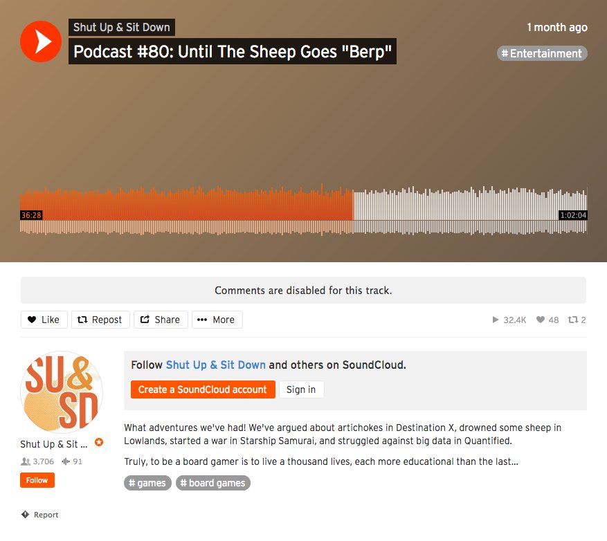 QuantifiedLives's tweet photo. NewsBot: "In June, the humor-driven video personalities known as #ShutUpAndSitDown spoke openly about their experience with #Quantified during their live podcast at the #UKGE18. Tune in to hear what they have to say about the game." https://t.co/ggcOEePyqV https://t.co/cxufCM3lPV