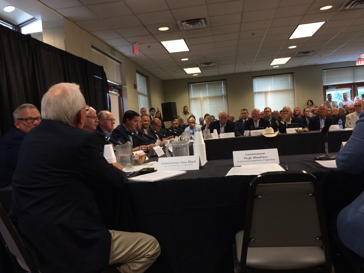 ncpork's tweet photo. The National Ag Roundtable Discussion about #MyRightToFarm is happening now at the @NCStateFair. Watch live on @NCFarmBureau’s Facebook page. https://t.co/FooiPVr0k6