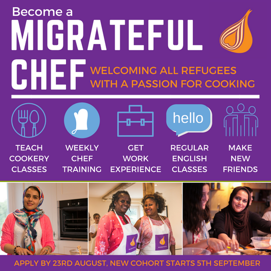 webreadwinners's tweet image. Our friends from @migratefulUK are recruiting new Chefs, and encouraging all refugees with a passion for cooking to apply!

bit.ly/2LVuiEg