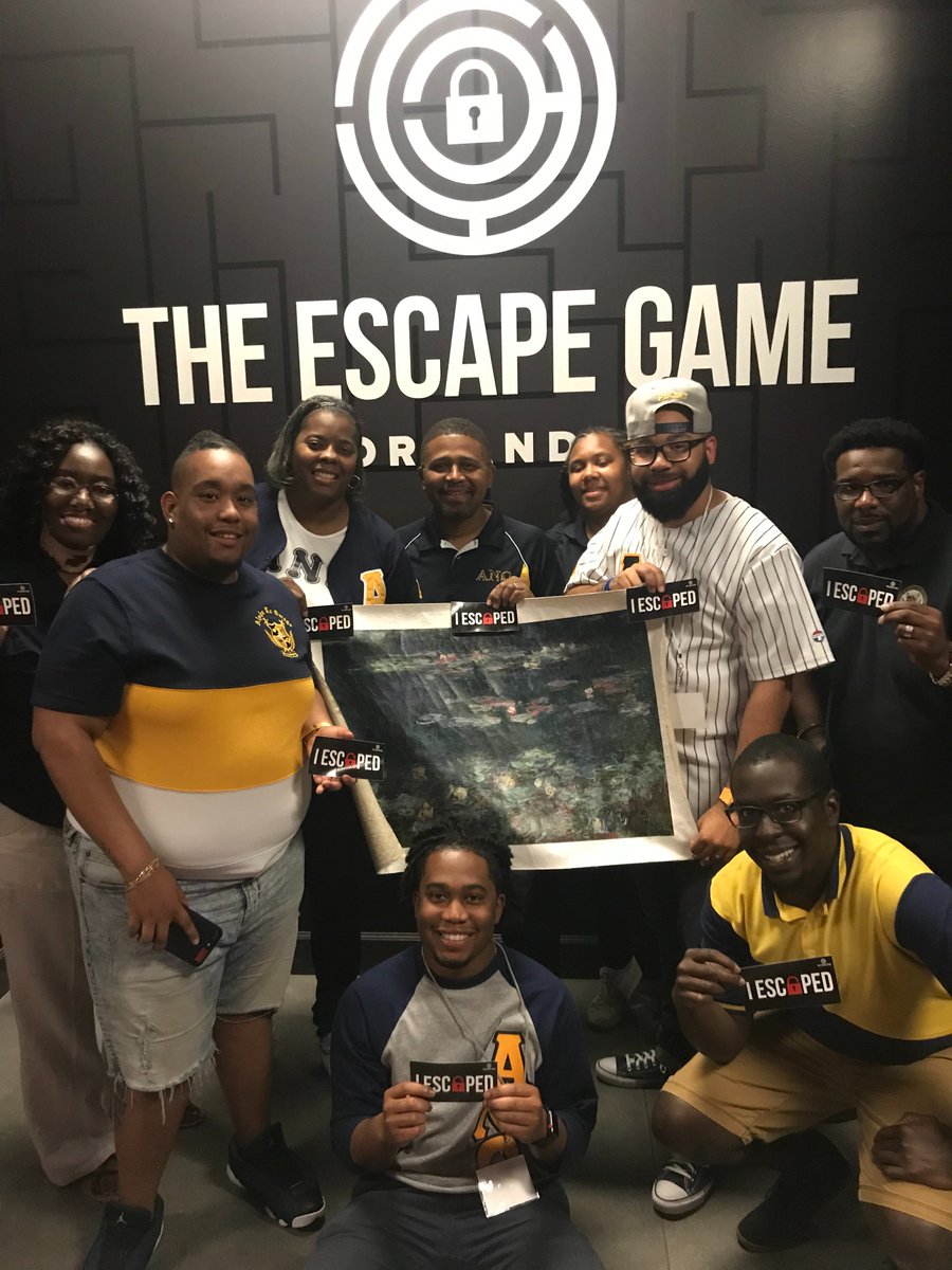 AlphaNuOmegaInc's tweet photo. #ICYMI some of our 2017-2020 National Board made it out of The Escape Game Orlando with 3:33 to spare. 
😎
#ANQconvention2018 #WeThePeople https://t.co/AqXwFI3wxd