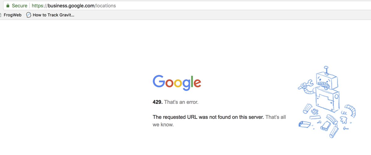 digitalmatt92's tweet photo. @GoogleMyBiz HALP I'm seeing a 429 error on the dashboard! 😱 https://t.co/FO1a0uV4YH https://t.co/b5FBkXMGI5