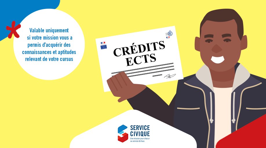 Dans le cadre de la valorisation du <a href="/ServiceCivique/">Service Civique</a> il est possible de faire valoir votre mission pour obtenir des crédits universitaires (ECTS) ! 👨‍🎓
#LePouvoirDetreUtile
Plus d'infos ➡️ leservicecivique.fr/aShHX6