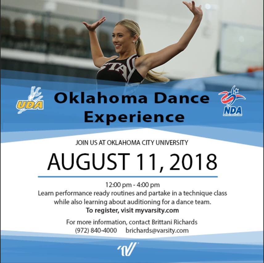 NDAEmilyJ's tweet image. Calling all Oklahoma friends!! Register for the Oklahoma Dance Experience next Saturday the 11th! $10 for dancers and FREE for coaches! You don’t want to miss this!! ❤️💙 Register here - myvarsity.com/PortalUnauthor…