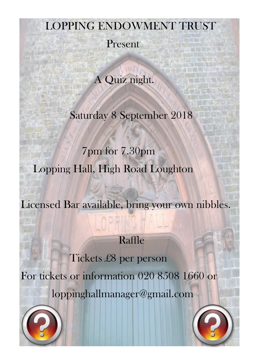 LoughtonTCP's tweet photo. Lopping Hall Charity Quiz https://t.co/O1CZotqyaa