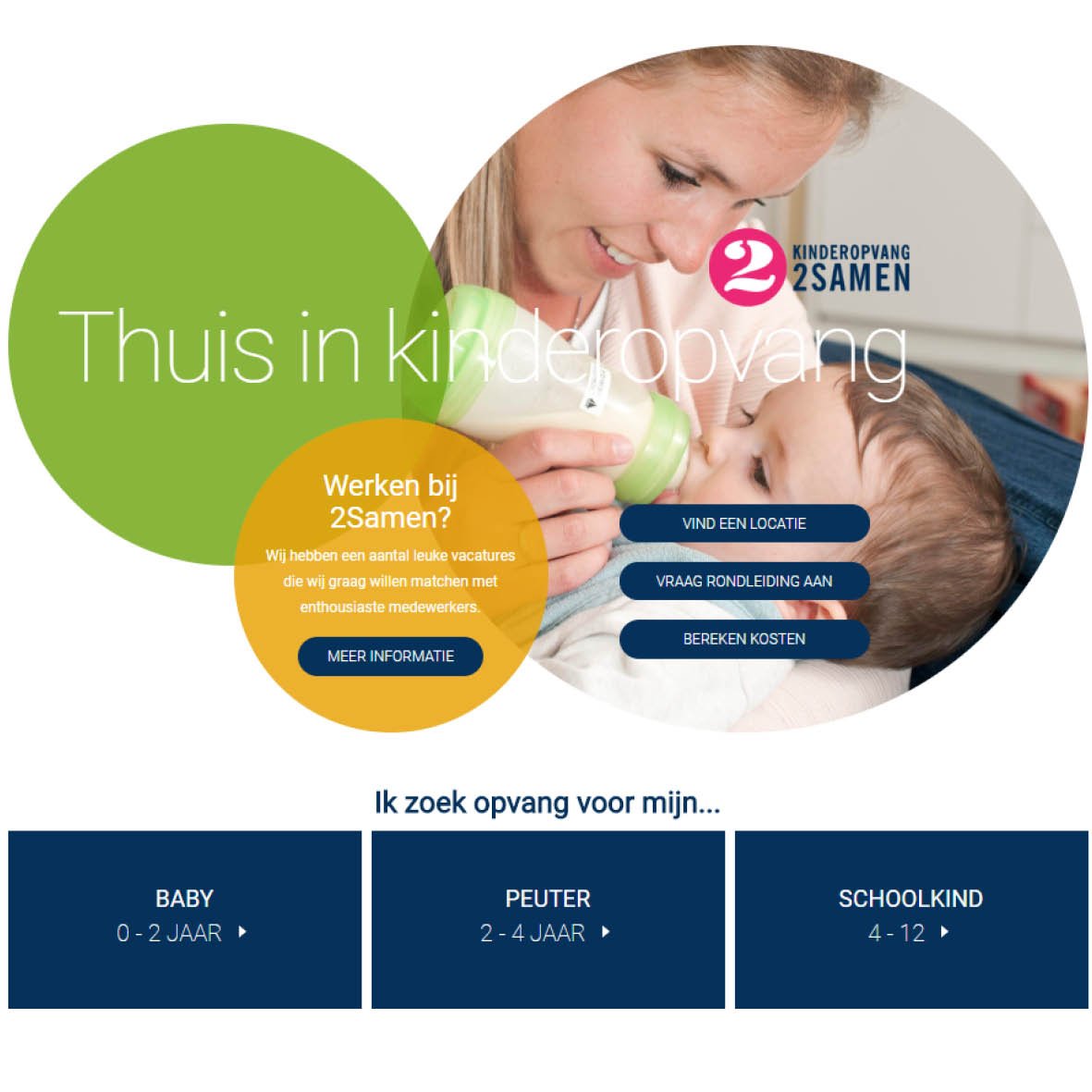 Bekijk nu onze nieuwe website! 2samen.nl. Het is voor (aanstaande) ouders en collega’s nu nog makkelijker kennis te maken met onze organisatie en onze locaties.