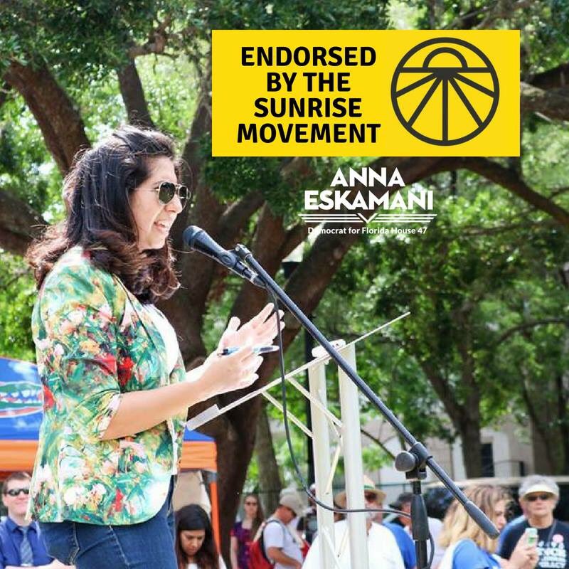 AnnaForFlorida's tweet photo. Honored to have the endorsement of the @sunrisemvmt. #ClimateChange is real y’all, and if you’re ignoring this human made problem then you are a PART of the problem and need to get out of the way cause we got real work to do. #sayfie #flapol #SeaLevel #GlobalWarming #HD47 https://t.co/l7E92y3IeP