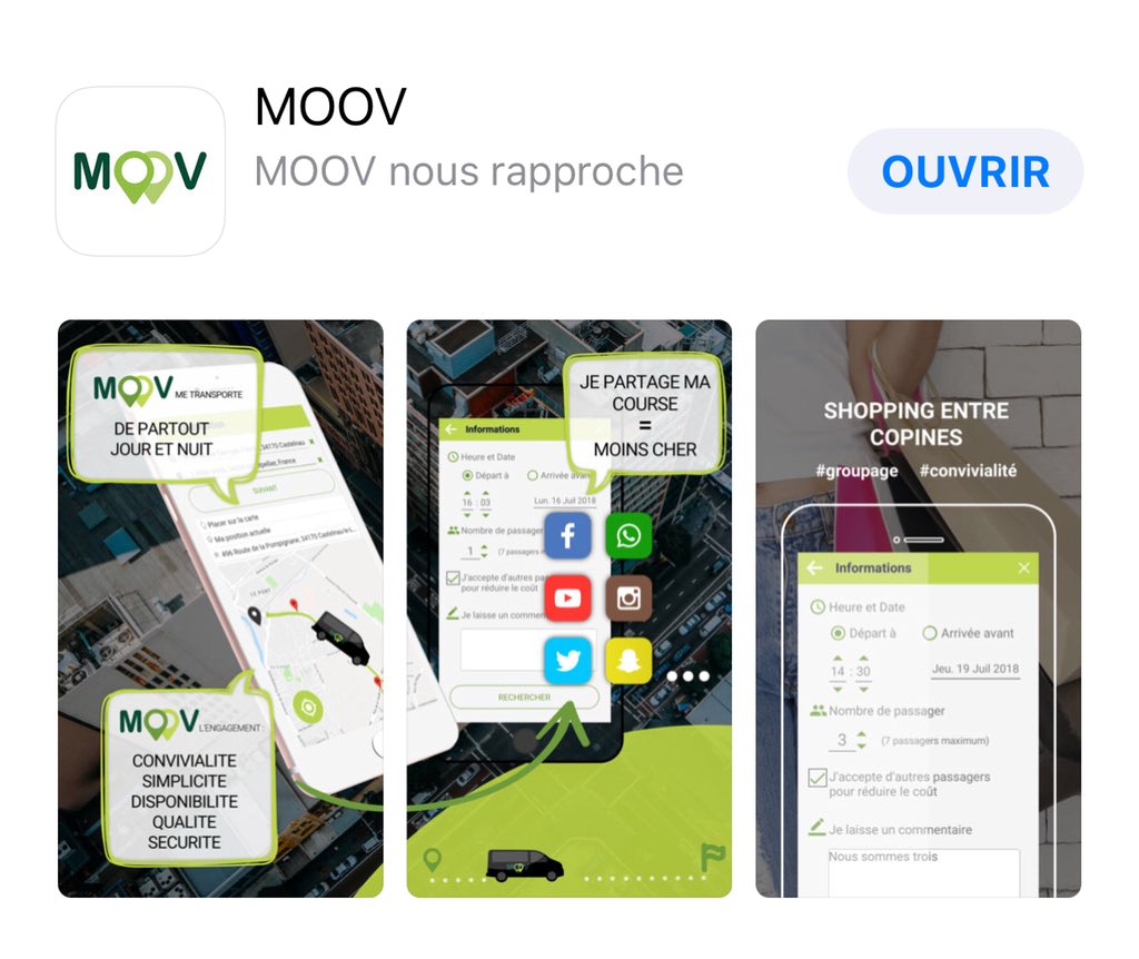 ValeriePaduano's tweet photo. C est parti , l’application MOOV est disponible , pensez à réserver vos transports pour le week-end , plage , soirée , boîte , toutes les villes desservies sur le site internet - Téléchargez l’appli c’est simple ! #moov34 #moovsete #moovmontpellier #vtc #transpor https://t.co/AdEjTBXW9X