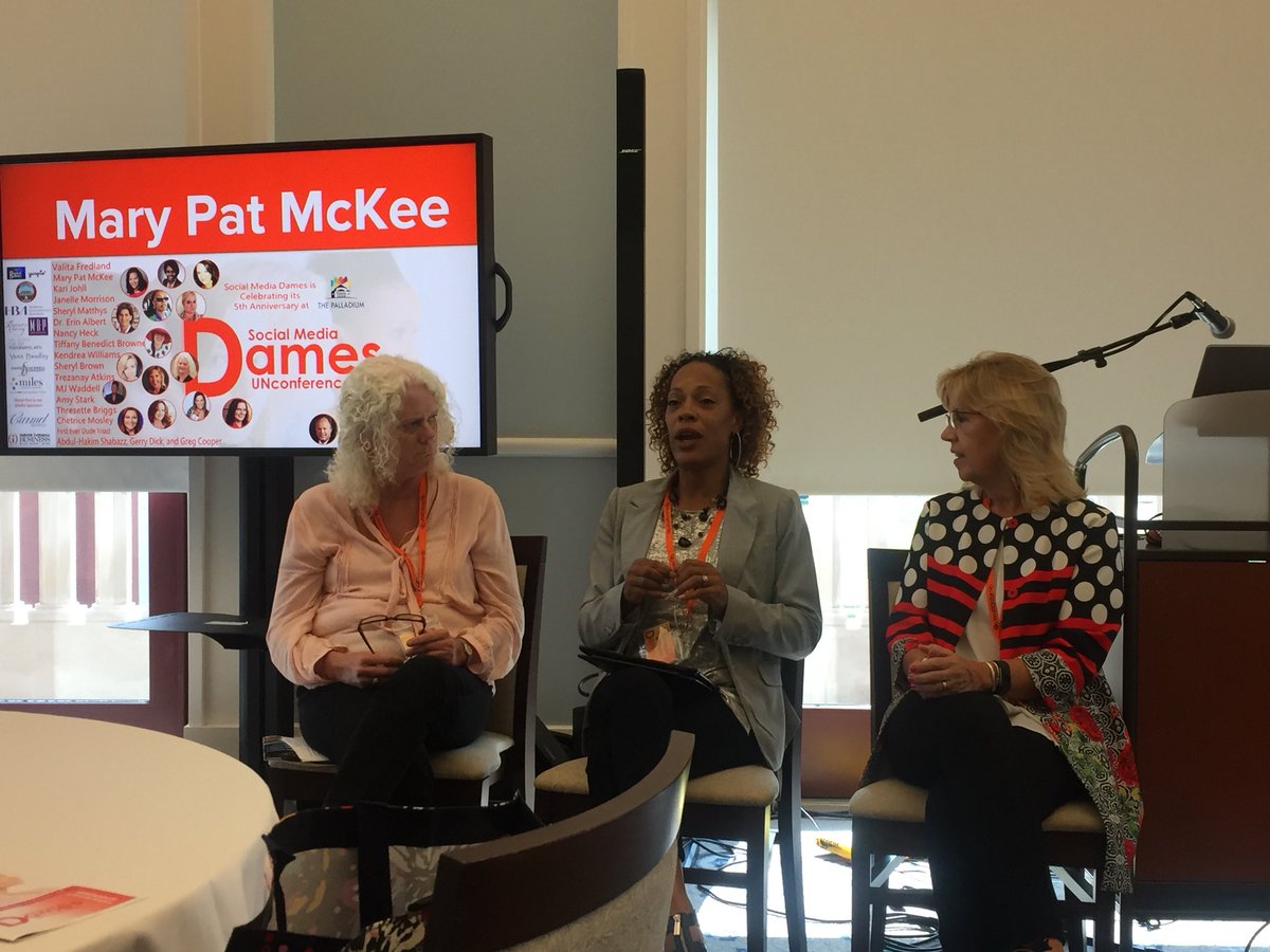 dmarieolsen's tweet photo. Sometimes, you have to diffuse social media crises offline. Nancy Heck (@CITYOFCARMELIN), Mary Pat McKee (@indyboomer), and Kendrea Williams (@PitchFeast) talk about how to keep things conversational, not argumentative. #SMDames18 https://t.co/LnF21dfXba