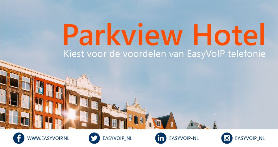 Met een prachtige locatie aan het Amsterdamse Vondelpark en het nabij gelegen centrum, vond Parkview Hotel het deze zomer hoog tijd voor een upgrade in hun telefonie. Daarom maken zij vanaf deze week gebruik van EasyXL, waarmee zij snel, flexibel en gemakkelijk bereikbaar zijn.