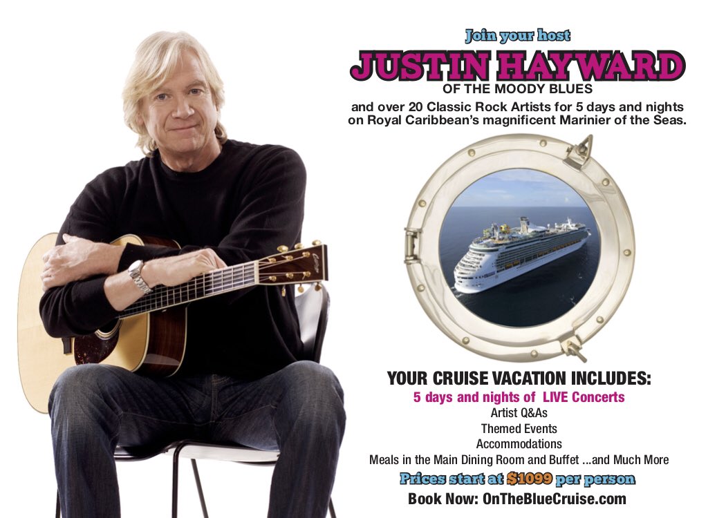 Join Justin Hayward of the <a href="/moodiescruise/">Moody Blues Cruise</a> onboard #OnTheBlueCruise! Learn more and book your cabin at: onthebluecruise.com              #otb2019 🛳🌴 #cruise #classicrock #HOF #moodyblues 🎸⚓️🎹⚡️💥