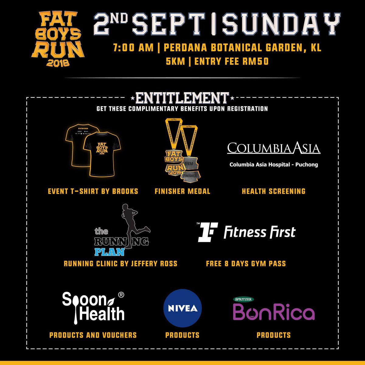 Not only kickstart your journey to wellness and health, do so and get these complimentary benefits when you register for the #fatboysrun ! Score these ‘big’ :) complimentary benefits today by clicking the link on our bio!