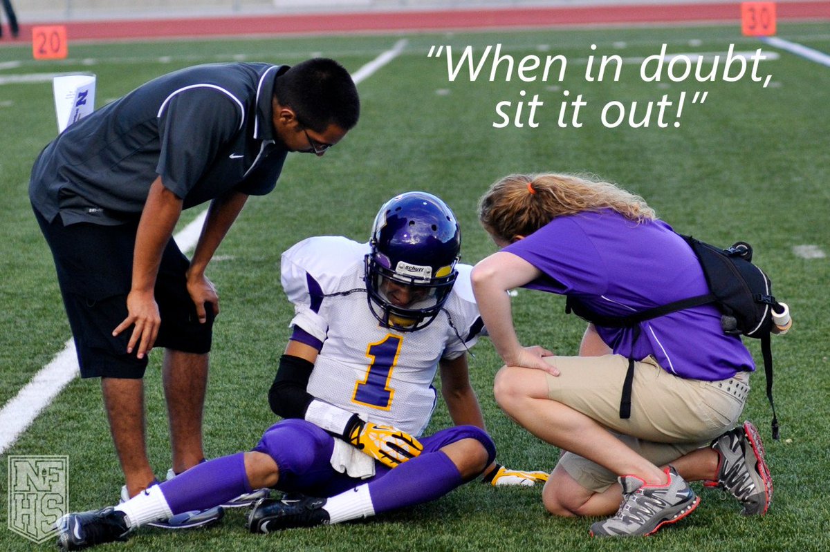 NFHS_Org's tweet image. As the new sports season looms, it is important to make sure that no concussion goes unreported. 
Remember: When in doubt, sit it out!