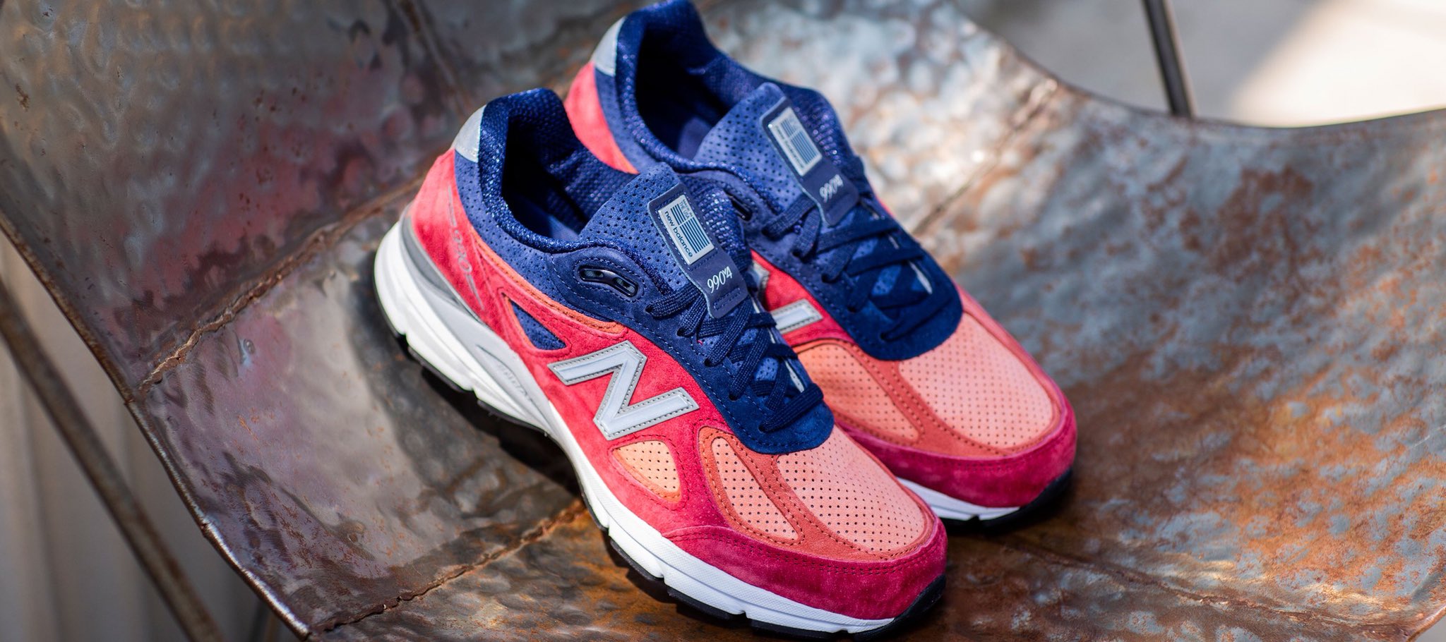 ShopNiceKicks on X NEW BALANCE 990 MENS SHOE RED BLUE WHITE GREY https t 6jGOn4vnnx https t SrV3dbazZw X