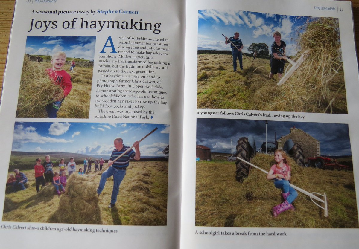 GlendaCalvert1's tweet photo. Surprise for us in the @The_Dalesman this month. A photographic account of a haymaking event we held last year with some local children.  Thanks #stephengarnett #ydnpa https://t.co/oH4G0HQggA