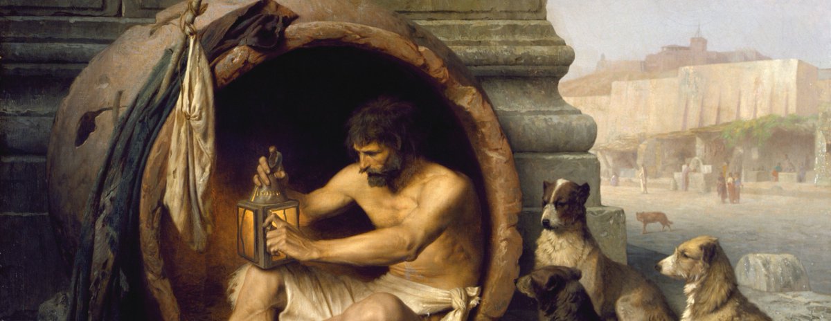 donnazuck's tweet image. just realized Diogenes the Cynic and Oscar the Grouch are functionally identical