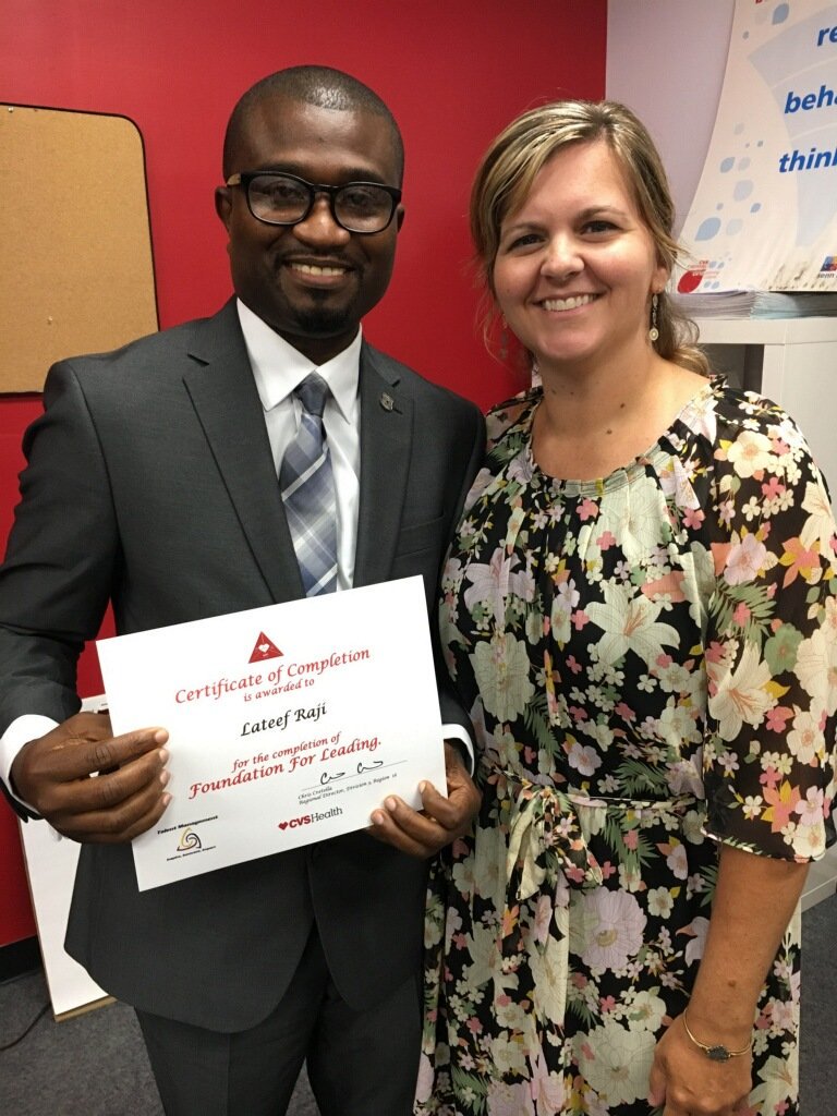 Congratulations, Lateef, for your FFL completion! I'm looking forward to your continued development with CVS! #paragon