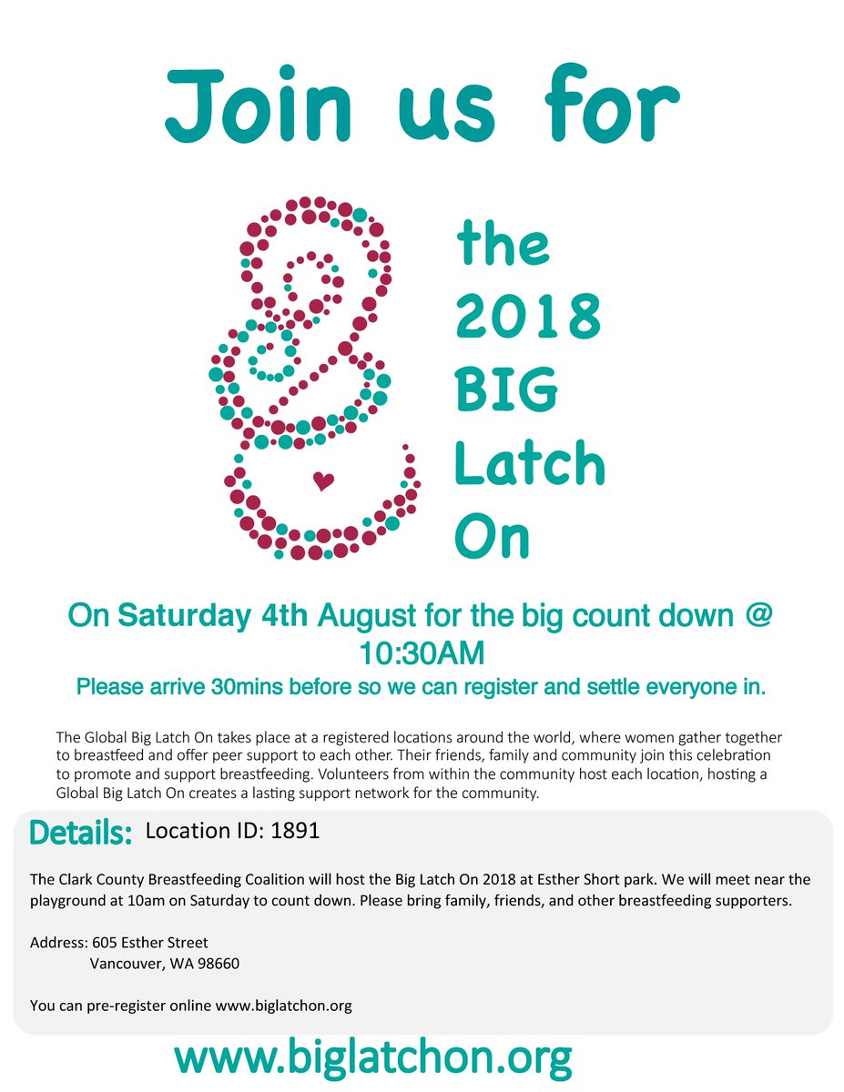 Today's the day! Big Latch On at 10:30am in Esther Short Park! #breastfeeding #worldbreastfeedingweek2018