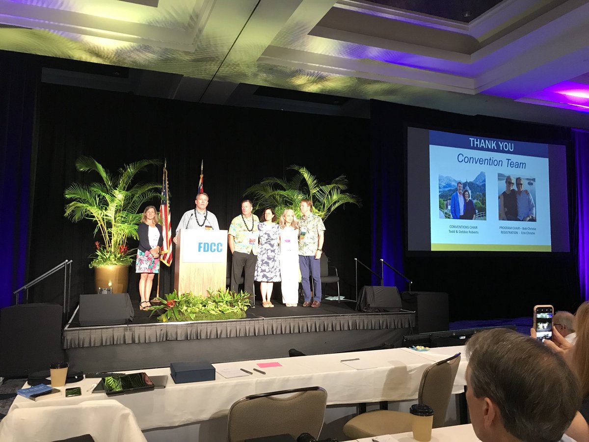 fdcclaw's tweet photo. Congratulations to the Convention Team who put together an outstanding program and made the #FDCC2018 Annual Meeting in Maui a rewarding and special event. https://t.co/BC6mMnalrf