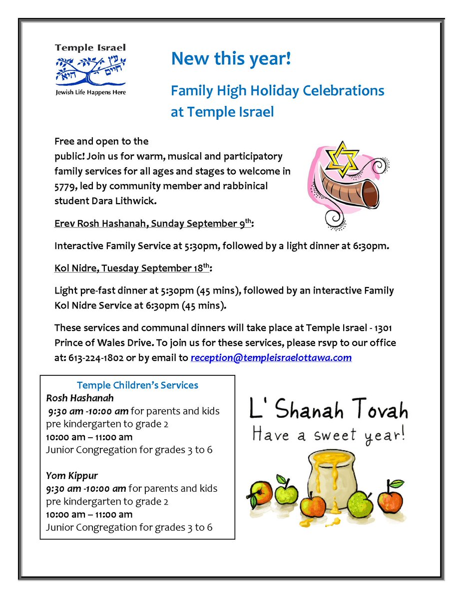 Be ready for the High Holy Days at Temple Israel Ottawa!