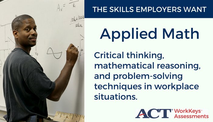 ACT's tweet photo. Math is 1 of 3 critical skills that affect performance in most #jobs, according to #ACT research:  https://t.co/xYMxhg5IWz #ACTInsights #math https://t.co/rvxkMPc19z