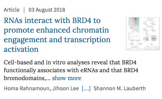 LauberthLab's tweet photo. Latest work by @LauberthLab in @NatureSMB on the role of noncoding enhancer RNAs in regulating gene expression in cancer!  https://t.co/CsQ9JCgQc9 https://t.co/jxLTmcXmD7