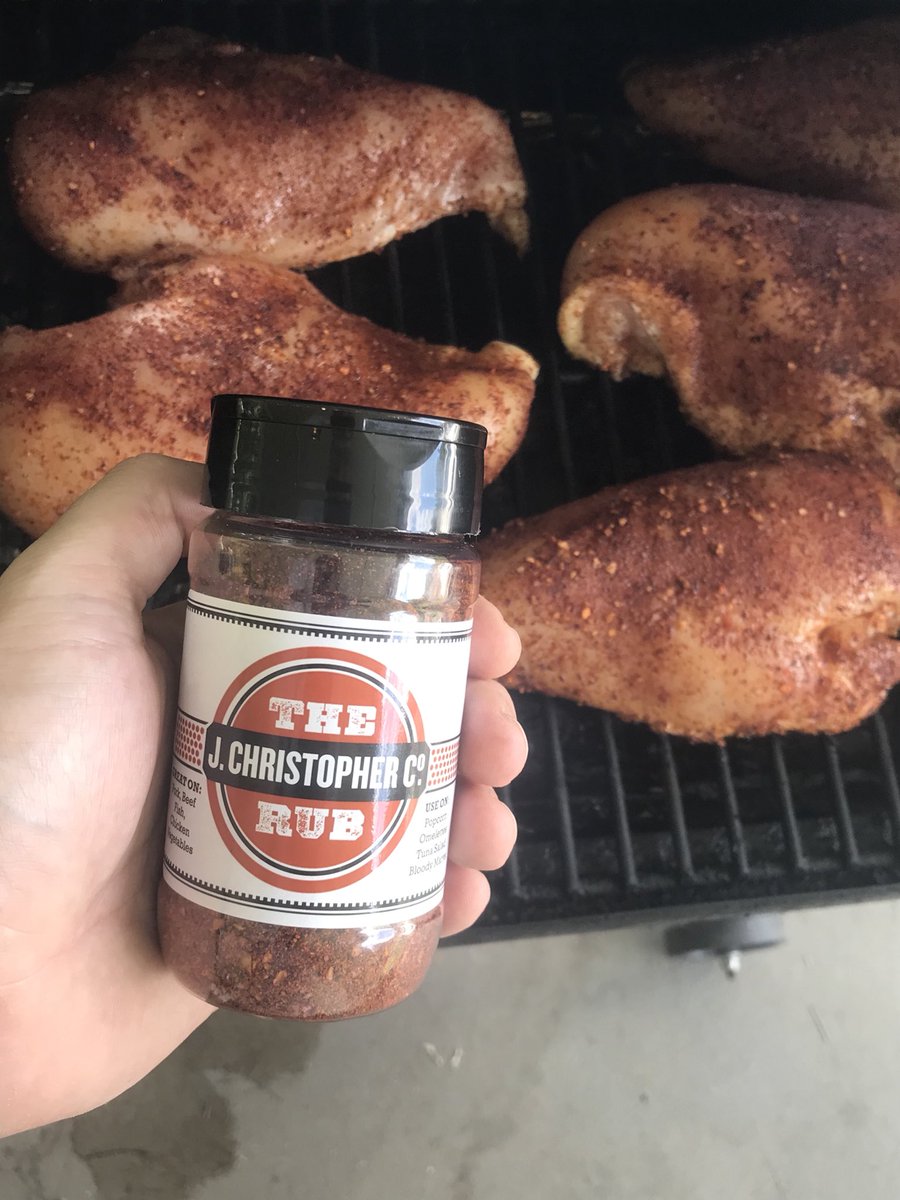 TBSQCO's tweet photo. Finally got a chance to bust this open! Smoking some chicken breast, super stoked to try this! #itsoktorubit #Traeger #bbqlife @JChristopher_Co https://t.co/5wzAQSriMr