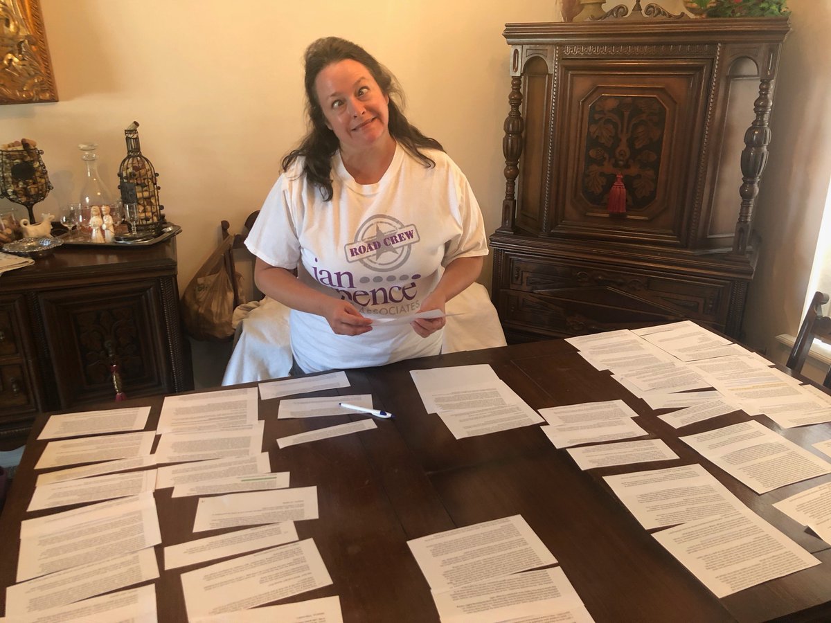 JanHSpence's tweet photo. Isnโt this what dining room tables are for - laying out and arranging the 52 tips of your upcoming book? #futureauthor #workinprogress #bookprep https://t.co/wIPEVfHFqb