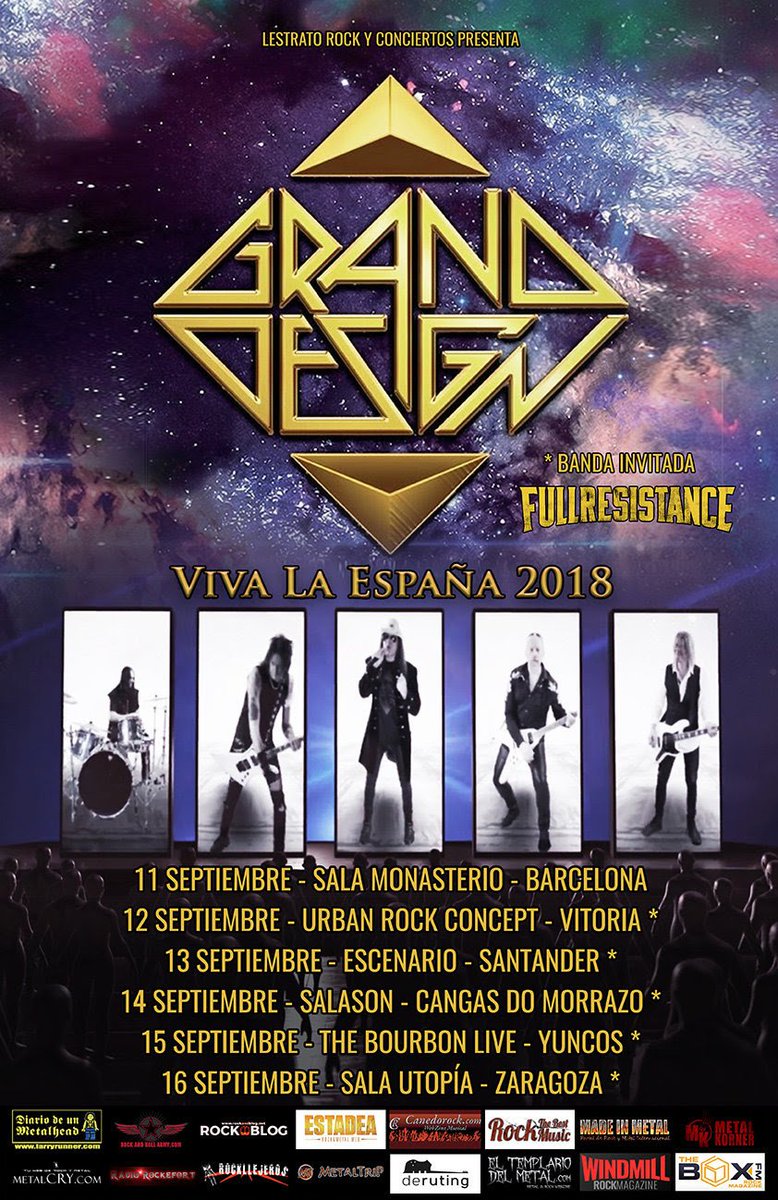 GRAND DESIGN anuncia seis fechas en territorio español junto a FULLRESISTANCE

goo.gl/Mecw5t #granddesign <a href="/Fullresistance/">Fullresistance</a> #Giras #Agenda #metalkorner <a href="/lestrato/">Lestrato.com</a> <a href="/BlackHven/">Black Heaven</a>