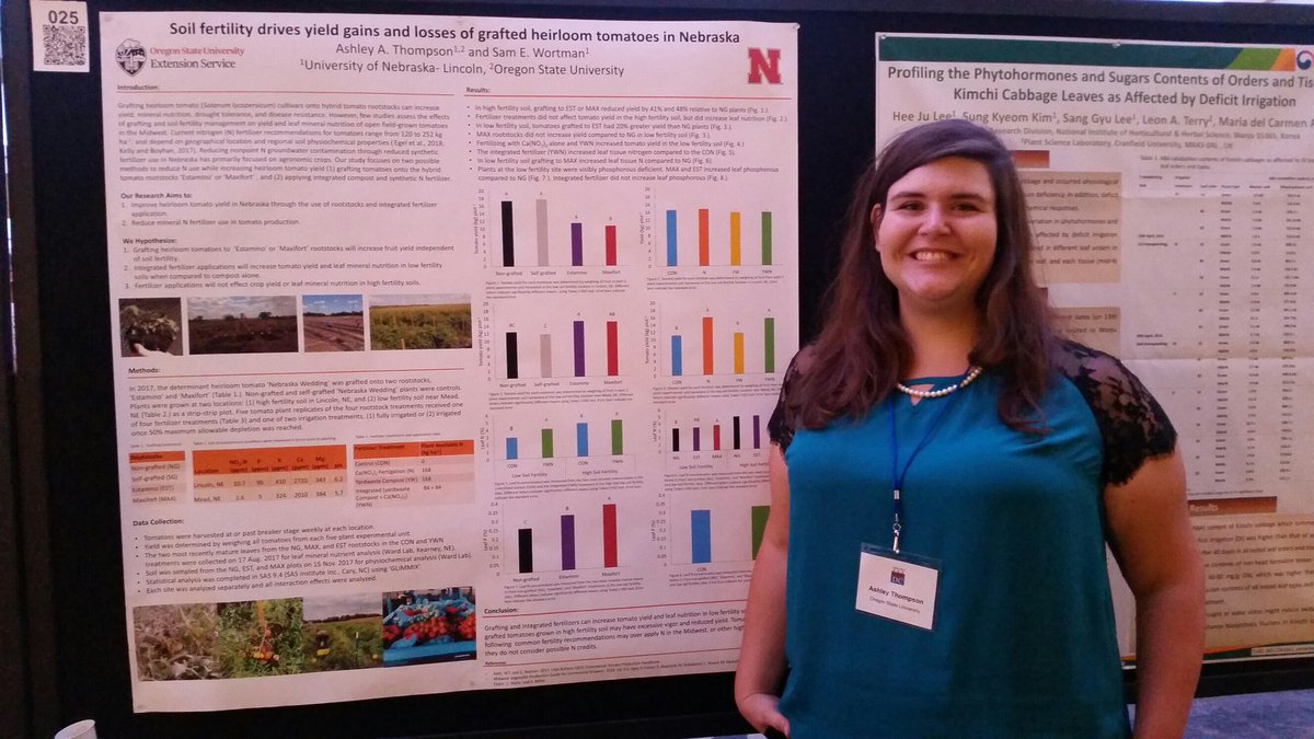FruitTreeAshley's tweet photo. I had a great time, learned so much, and met so many great new people at #ASHS2018. Glad I got to see my Nebraska biomulch crew @UNL_EnvrHort  and @bengrowsquash @ASHS_Hort https://t.co/QXbZztLMJt