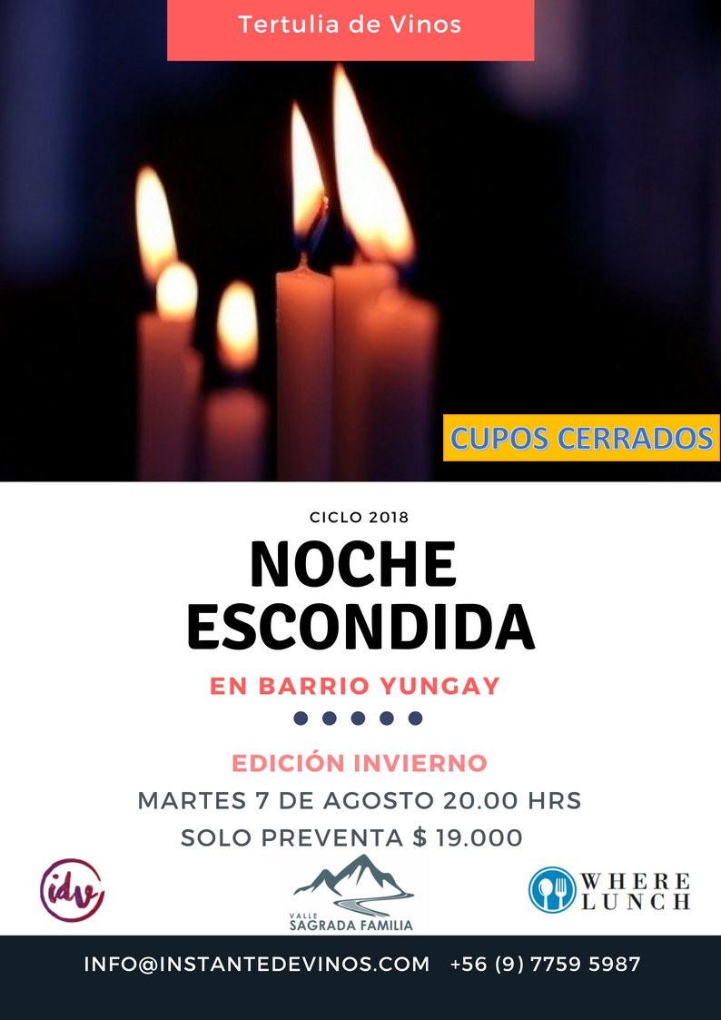 wherelunch's tweet image. ¡CUPOS CERRADOS! 🔥 Nos vemos el martes 7 en un lugar muy especial del @Barrio_Yungay con @InstantedeVinos y los vinos de @VALLESDAFAMILIA 🍷