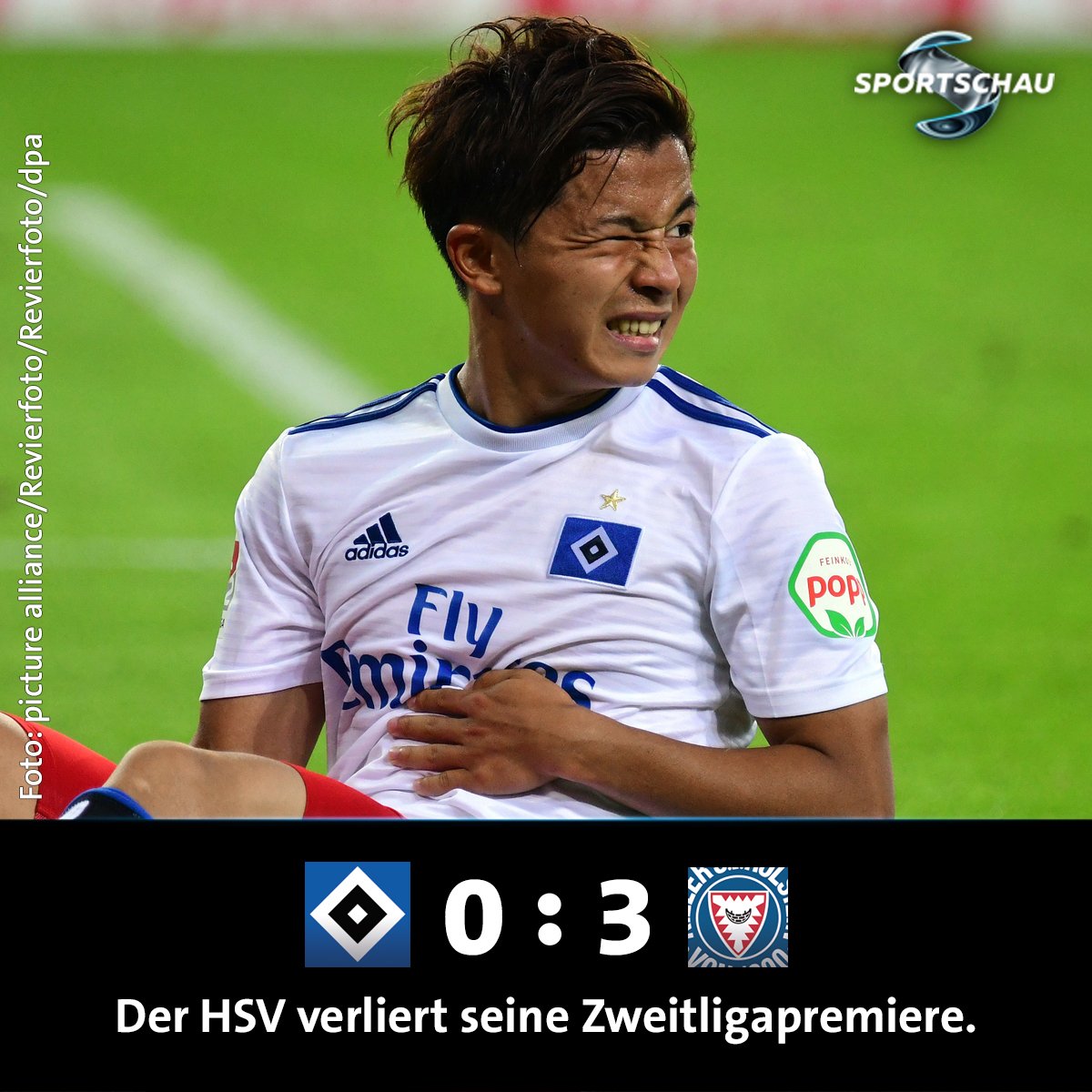 sportschau's tweet photo. Heftiger Dämpfer für den Dino. Der @HSV verpatzt den Auftakt in die neue Saison. #HSVKSV https://t.co/gEjebEXSSh