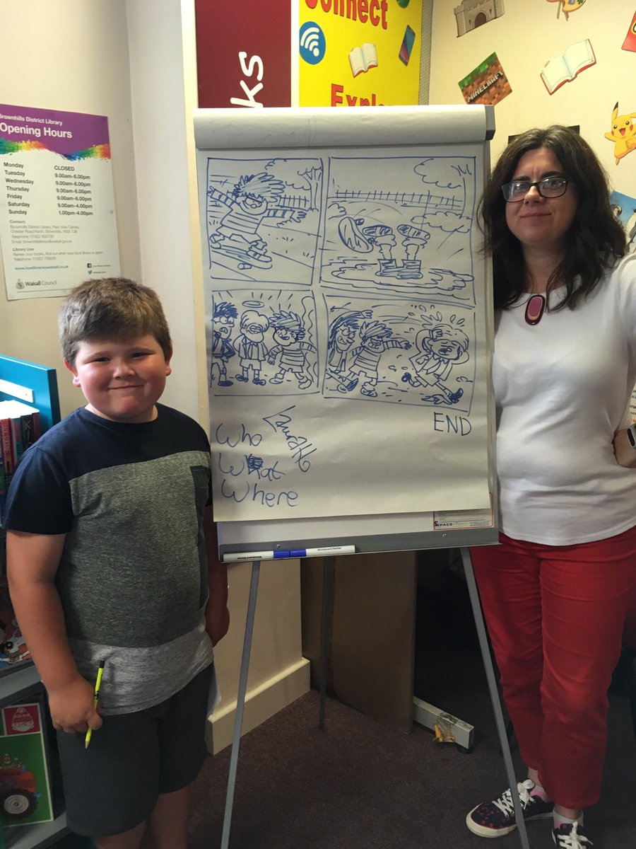 BethBai64035185's tweet photo. Freddie loved the cartoon drawing workshop today with Beano artist #laurahowell #dennisthemenace https://t.co/FrCRSPH25m