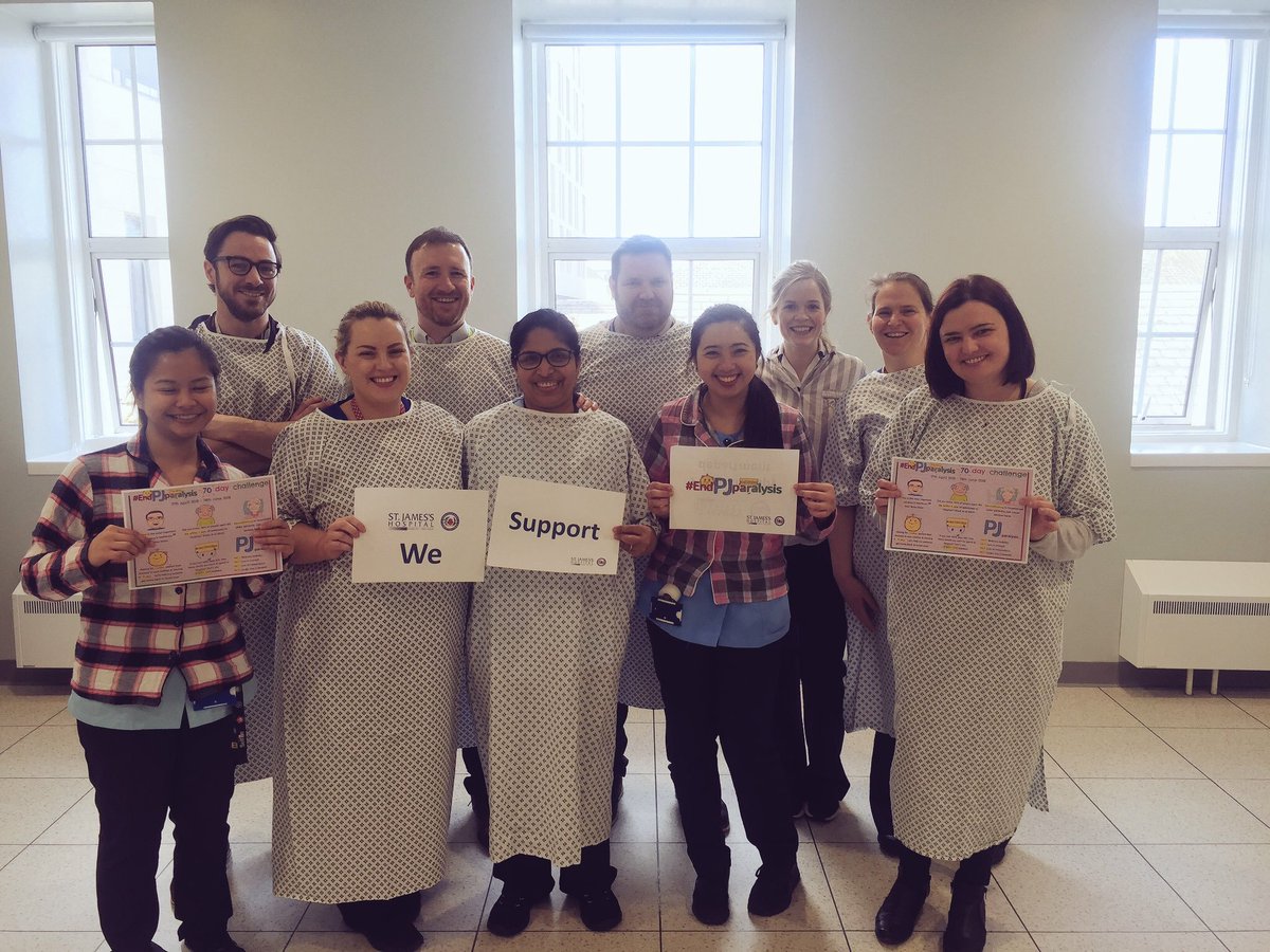 stjamesdublin's tweet photo. We're super proud of Grainne Kerr, Senior Physio, who has been nominated for the Best Individual Campaigner in the #EndPJParalysis 70 Day Challenge Awards!! Thanks to all those across the hospital who have supported Grainne with this initiative. Vote here: https://t.co/nM4h2TvT5r https://t.co/6ArekKgN1B