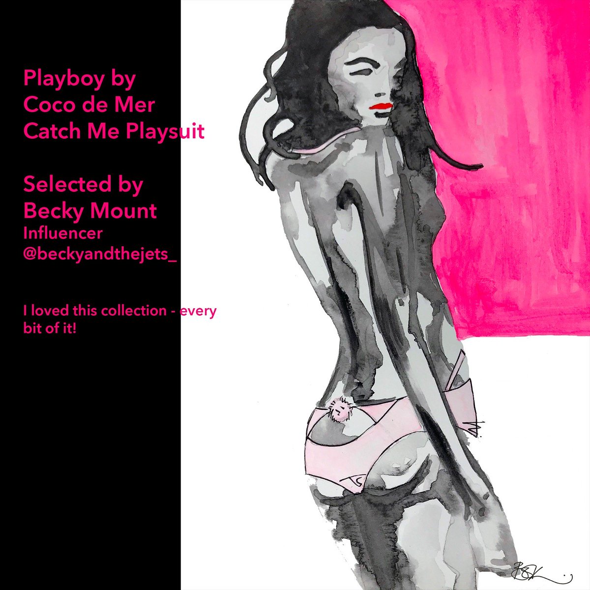 DessousLDN's tweet photo. .@BeckyAndTheJets selected @Playboy  by @CocoDeMerUK as her BEST IN SHOW... You can't argue with pink pom poms.

Illustration by @ladymsbok https://t.co/UGSuFRJhBQ