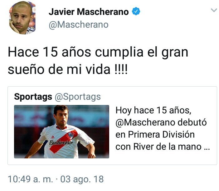 Mascherano en su Twitter