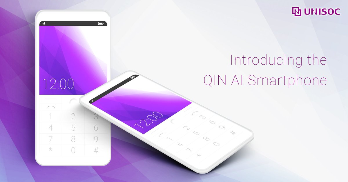 UNISOCTech's tweet photo. The new QIN AI #smartphone runs on #UNISOC’s #SC9820E chipset, insuring smooth and reliable communication as well as advanced #AI functionality. The phone has a smooth and slim body that feels great in your hand. The QIN AI, “can afford, can’t put it down”. #QINAI #affordableAI https://t.co/uK13PzIUrd