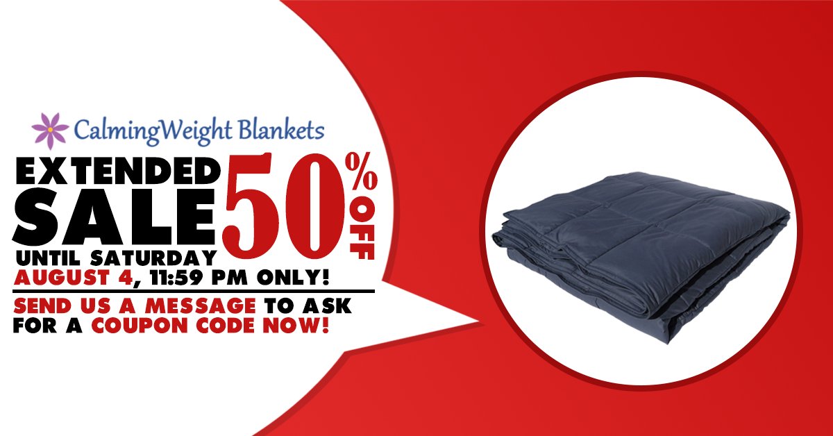 CalmingBlankets's tweet photo. Extended Sale for one more day! Claim your 50% off coupons now. Send us a message! ✉️🎁

#couponcode #coupons #sale #discount #sleep #insomnia #anxiety #stress #autism https://t.co/uXosQQ1EWI