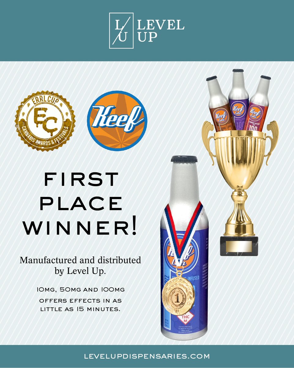 Did you hear? We won 1st place at the #ERRLCup for our delicious #KeefCola! 🍹 Stop by either Level Up location to try it for yourself!
.
.
.
#azmmj #azmarijuana #prop203 #420az #getlifted #hightimes #medicalmarijuana #tempe #scottsdale #arizona #asu #weekendfun #weekend
