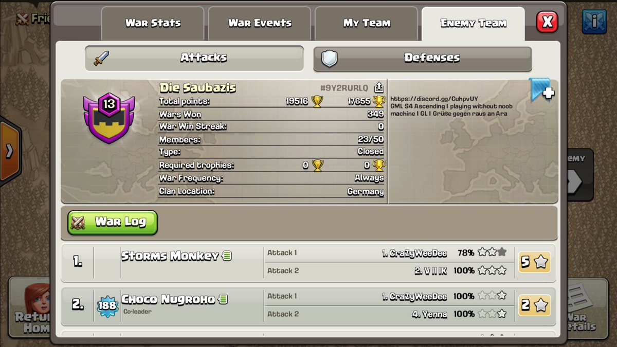 OPness at <a href="/thegermanleague/">GermanMajorLeague</a>.
Saubazis without SiegeMachines, 9v10 Triple, OP Queenwalks and OP Wallbreakers ...... congrats 😎🤘🏻