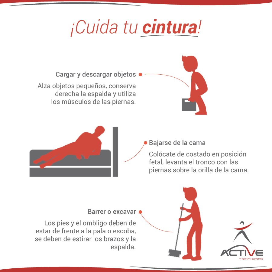 activetherapymx's tweet image. ¡Viernes de #ActiveTips! No abuses de tu cintura. Te dejamos algunas actividades que pueden causarte futuras molestias. Somos especialistas en aliviar todo tipo de dolor. Agenda un cita al 👉 bit.ly/2MS7LVL o al #WhatsApp 📲 55 7473 1714.