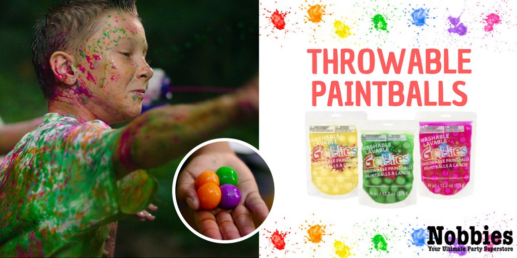 NobbiesParties's tweet photo. Check out this awesome new product! Goblies are throwable paintballs that are safe on clothes/skin, and are washable! Great for end of Summer parties, camps, art projects, and more.

Shop in store and online today! https://t.co/aySYCYQpvq
#NobbiesParties #Globies #PaintBalls https://t.co/2jxlQ6himT