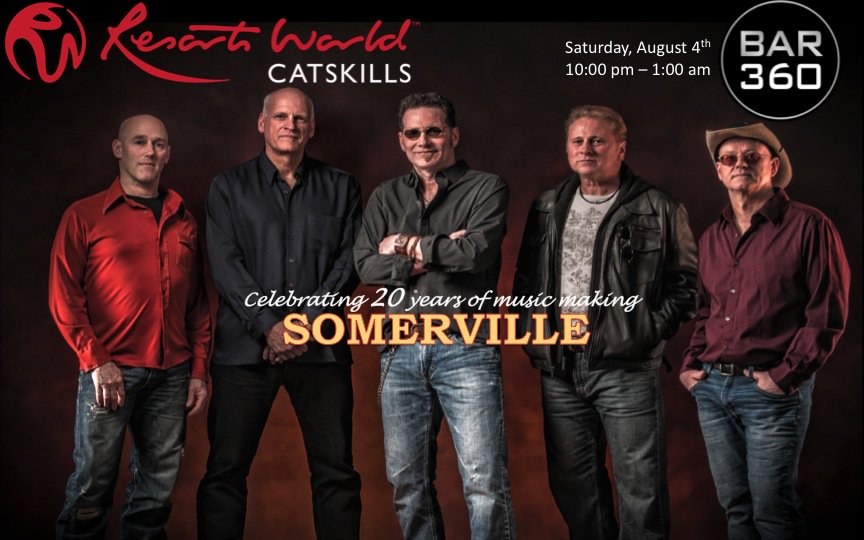 SomervilleBand's tweet photo. We're back at Bar 360 in Resorts World Catskill this Saturday, August 4th. https://t.co/y7rOJ1et7D