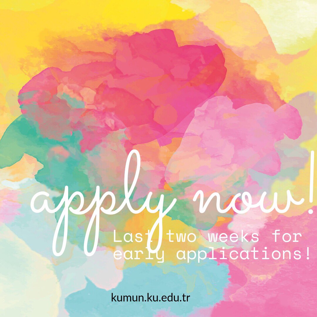 Clock is ticking, hurry up! 
17th of August is the final day of our early application period. If you haven’t applied yet, all you need to do is visit our website via kumun.ku.edu.tr. 
Don’t miss the chance to be a part of this unforgettable conference.