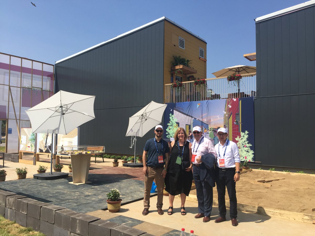 JFrancoisLepine's tweet photo. Inauguration, aujourd'hui, 3 août, du concours international Solar Decathlon 2018, à Dezhou en Chine. Le Québec et le Canada sont représentés par Équipe Montréal et leur projet unique de maison urbaine éco-énergétique. Bravo aux Universités Mc Gill et Concordia. https://t.co/eh1zBzkJd3